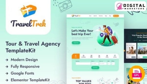 TravelTrek Tour & Travel Agency Elementor Template Kit [GPL]