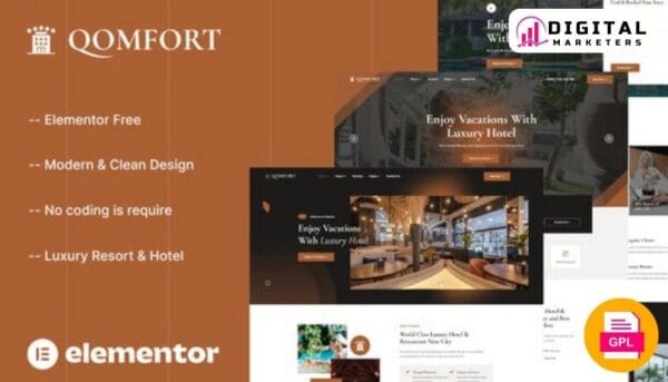 Qomfort Luxury Resort & Hotel Elementor Template Kit [GPL]