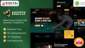 Eightsy Billiard School & Sport Club Elementor Template Kit [GPL]