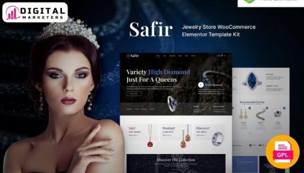 Safir Jewelry Store WooCommerce Elementor Template Kit [GPL]