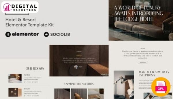 Lodge Hotel Resort Elementor Template Kit | Hotel Booking Website [GPL]