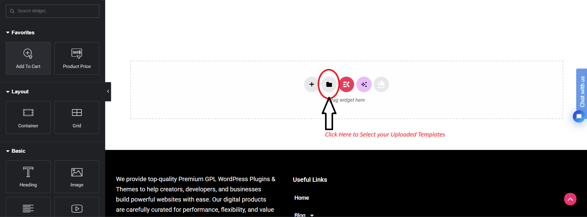 Click to Templates to for Uploading the Templates