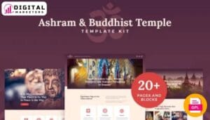 Vihara Ashram Oriental Buddhist Temple Elementor Template - Find Inner Peace Online [GPL]