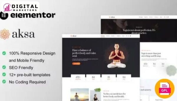 Aksa - Yoga Teacher & Studio Elementor Template Kit [GPL]