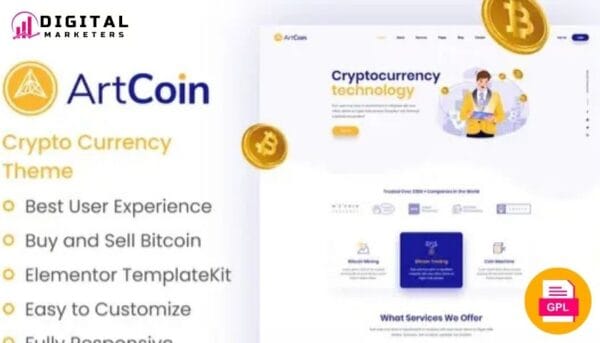 ArtCoin - Bitcoin & Cryptocurrency Elementor Template Kit [GPL]