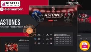Astones - American Football Team & Sports Elementor Template Kit [GPL]