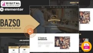 Bazso Barbershop Hair Salon Elementor Template Kit [GPL]