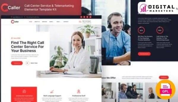 Callerr - Call Center Service & Telemarketing Elementor Template Kit [GPL]