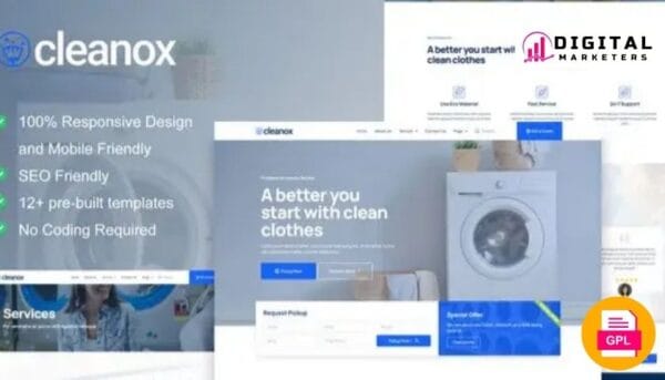 Cleanox - Laundry Service Elementor Template Kit [GPL]