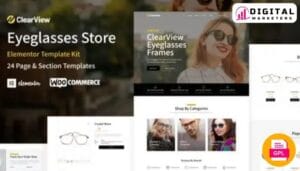 ClearView - Eyeglasses & Eyewear Store WooCommerce Elementor Template Kit [GPL]