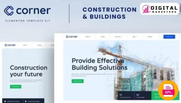 Corner - Construction & Building Elementor Template Kit [GPL]