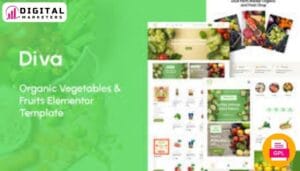 Diva - Organic Vegetables & Fruits Elementor Template Kit [GPL]