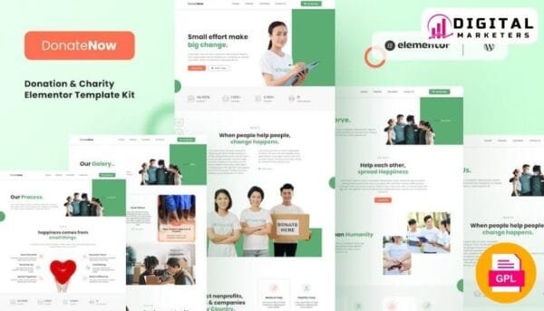 DonateNow - Donation & Charity Elementor Template Kit [GPL]