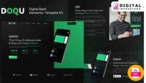 Doqu - Dark Digital Bank & E-Wallet Elementor Template Kit [GPL]