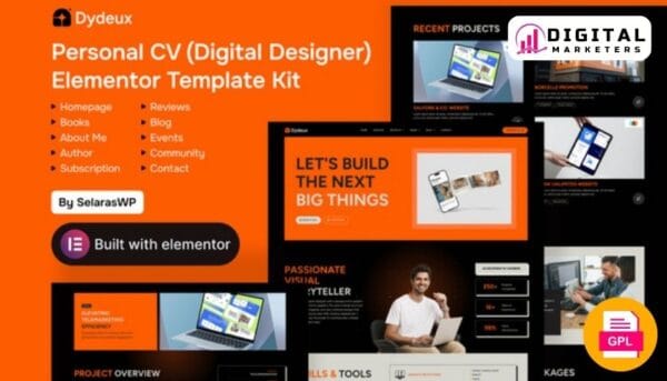 Dydeux Personal CV Digital Designer Elementor Kit [GPL]