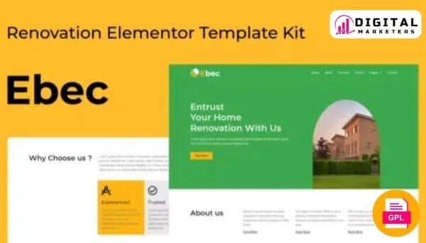 Ebec Renovation Elementor Template Kit for Builders [GPL]