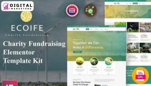 Ecoife Charity Fundraising Elementor Template Kit [GPL]