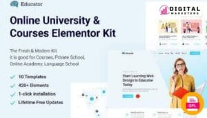Educator Online University Courses Elementor Kit [GPL]