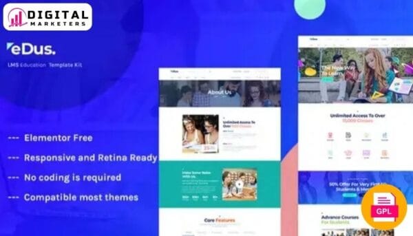 Edus Online Education Elementor Template Kit [GPL]
