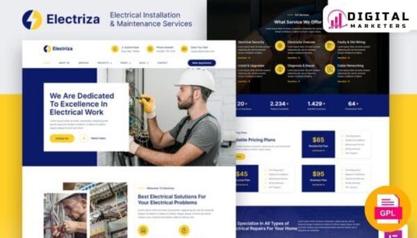 Electriza Electrical Installation Maintenance Services Elementor Kit [GPL]