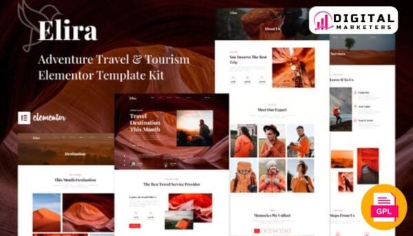 Elira Adventure Travel Tourism Elementor Template Kit [GPL]