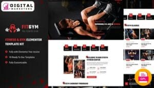 FitGym Fitness Gym Elementor Template Kit | Gym Website Design [GPL]