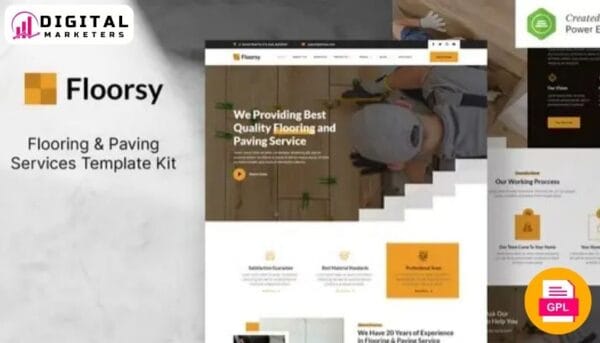 Floorsy Flooring Paving Services Elementor Template Kit | Flooring Co. [GPL]