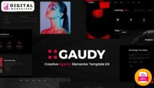 Gaudy Dark Digital Agency Elementor Template Kit | Creative Studio Design [GPL]