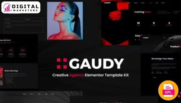 Gaudy Dark Digital Agency Elementor Template Kit | Creative Studio Design [GPL]
