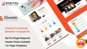 Givoxin Charity Elementor Template Kit | Non-Profit & Fundraising [GPL]