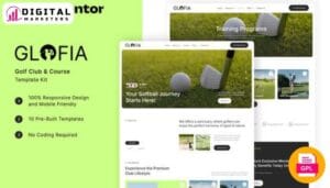 Glofia Golf Club Course Elementor Template Kit | Golf Course Website Design [GPL]