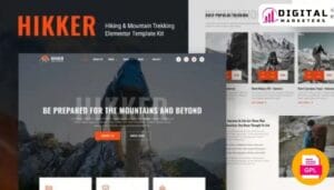Hikker Hiking Mountain Trekking Elementor Template Kit | Adventure Travel [GPL]