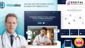 HolaDoc Online Doctor Consultation Elementor Template Kit | Telemedicine [GPL]