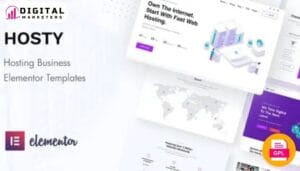 Hosty Hosting Services Elementor Template Kit | Web Hosting Design [GPL]