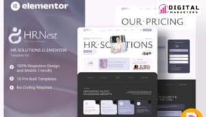 HRNest HR Solutions Elementor Template Kit | HR Consulting Website [GPL]