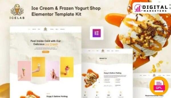 IceLab Ice Cream Frozen Yogurt Shop Elementor Template Kit | Dessert Shop [GPL]
