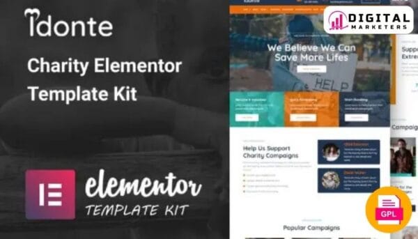 IDonte Charity Non-Profit Elementor Template Kit | Non-Profit Website [GPL]