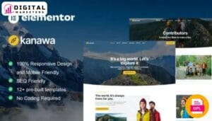 Kanawa Modern Travel Blog Elementor Template Kit | Travel Blogger [GPL]