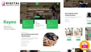 Kayoo Wood Company WooCommerce Elementor Template Kit | Timber Supplier [GPL]