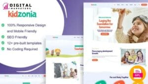 Kidzonia Kindergarten Child Care Elementor Template Kit | Child Care [GPL]