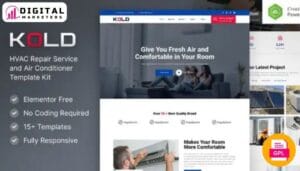 Kold Air Conditioner HVAC Repair Service Elementor Template Kit | HVAC [GPL]