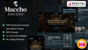 Maccho Gentlemen Barbershop Elementor Template Kit | Barbershop Website [GPL]