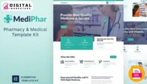 Mediphar Pharmacy Medical Elementor Template Kit | Pharmacy Website [GPL]