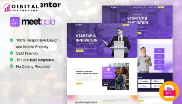 Meetopia Event Conference Elementor Pro Template Kit | Event & Conference [GPL]
