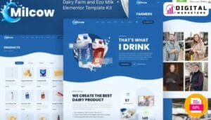 Milcow Dairy Farm Eco Milk Elementor Template Kit | Dairy Farm Website [GPL]