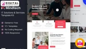 MindTech IT Solutions Services Company Elementor Template Kit | IT Solutions [GPL]