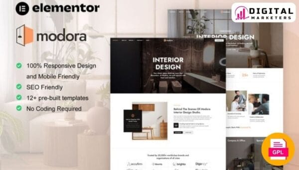 Modora Interior Design Architecture Service Elementor Template Kit | Interior Design & Architecture [GPL]