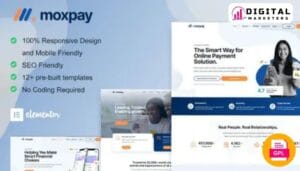 MoxPay Online Payment Gateway Elementor Template Kit | FinTech & Payments [GPL]