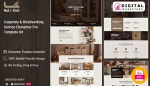 Nail & Knot Carpentry Woodworking Service Elementor Template Kit | Carpentry [GPL]