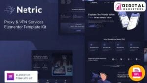 Netric Proxy VPN Services Elementor Template Kit | VPN & Proxy Service [GPL]